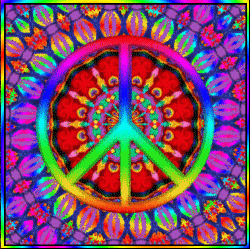 layered kaleidoscope, center peace sign