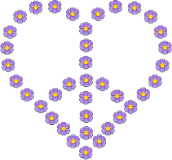 lavender flowers  peace love symbol