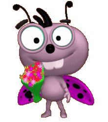 love bug with bouquet of flowers