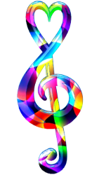 colorful contrast on heart shaped treble clef