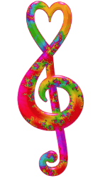 bright colorful fractle on heart shaped treble clef