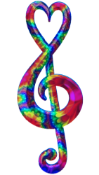 bright colorful heart shaped treble clef