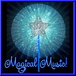 magic wand with embossed instruments, magic dust encircles wand