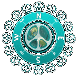 compass with peace sign center, peace sign border