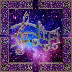 treble clef, staf, notes set in stars