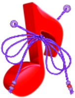 red note tied with purple string