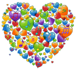 multi-colored valentine hearts, colorful notes