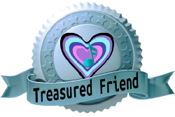 my treasured friend seal with heart and ribbon