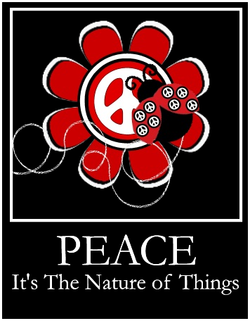 peace sign centered flower, lady bug with peace sign spots