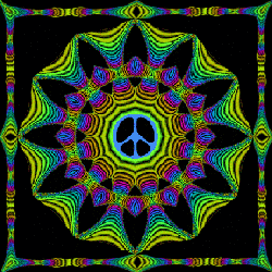 neon colors funnel outward peace sign