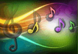 music notes with- retro colors