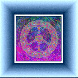 rippled effect peace sign with center heart