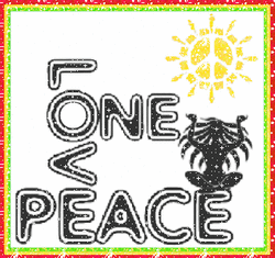 rasta style meditation, peace sign sun