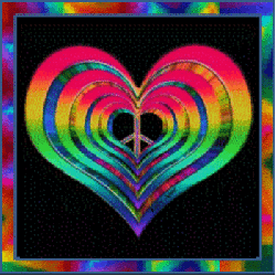 shiney, layered rainbow peace heart