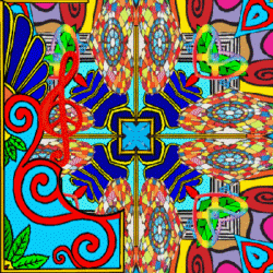 overview kaleidoscope, colorful, treble clef