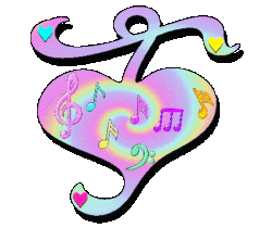 abstract pastel heart with music symbols