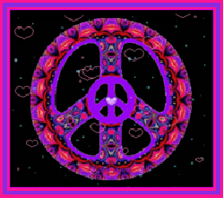 double peace sign with heart center