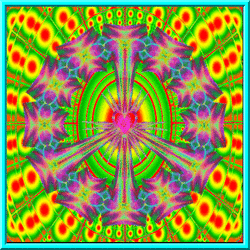 peace sign with heart center blasting color, psychedelic