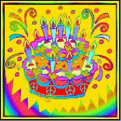 psychedelic peace sign birthday cake