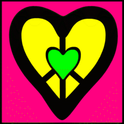 peace heart with heart center, color flash