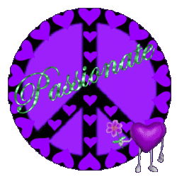 large purple peace sign with hearts, small heart with flower