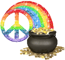 glitter peace rainbow, pot of gold