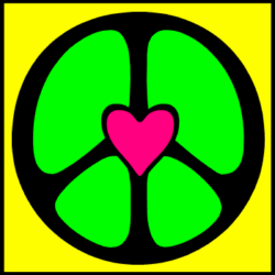 heart center peace sign, color flash