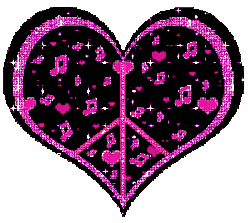 heart shaped peace sign, pink, notes
