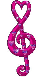 bright pink heart shaped treble clef with glitter hearts