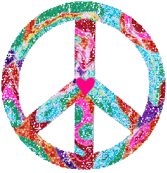glitter pastel peace sign, heart center