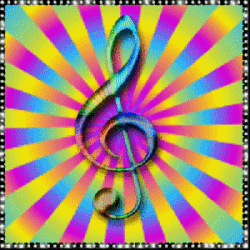 psychedelic background with treble clef center