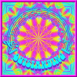 psychedelic background with music staff, text, outstanding