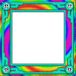 psychedelic square frame with peace sign corners
