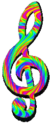 psychedelic rainbow pattern treble clef