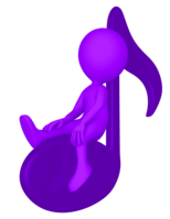 purple man sitting on music note