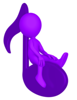 purple man sitting on music note