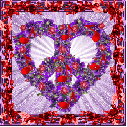 purple peace heart with red roses