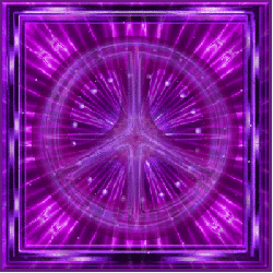 shades of purple peace sign with bright rotating light