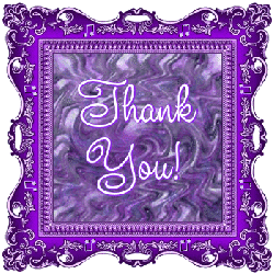purple swirls, thank you center