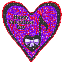 purple swirls valentine heart, centered note with bow