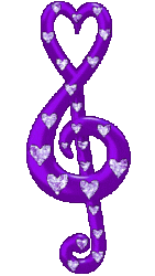 purple heart shaped treble clef with glitter hearts