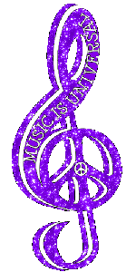purple glitter treble clef with peace sign base