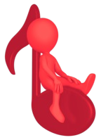 red man sitting on music note