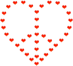 red hearts peace love symbol