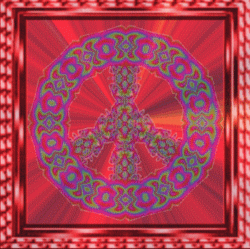 transparent animated peace sign with red burst