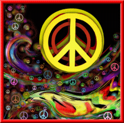 throbbing, flowing colorful peace signs