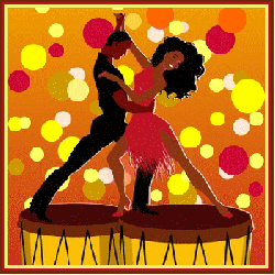 salsa dancers on two drums
