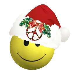 smiley with peace sign santa hat