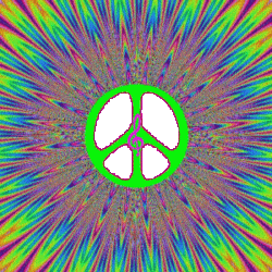 bursting color move from center peace sign