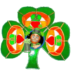 colorful shamrock with leprechon toasting beer